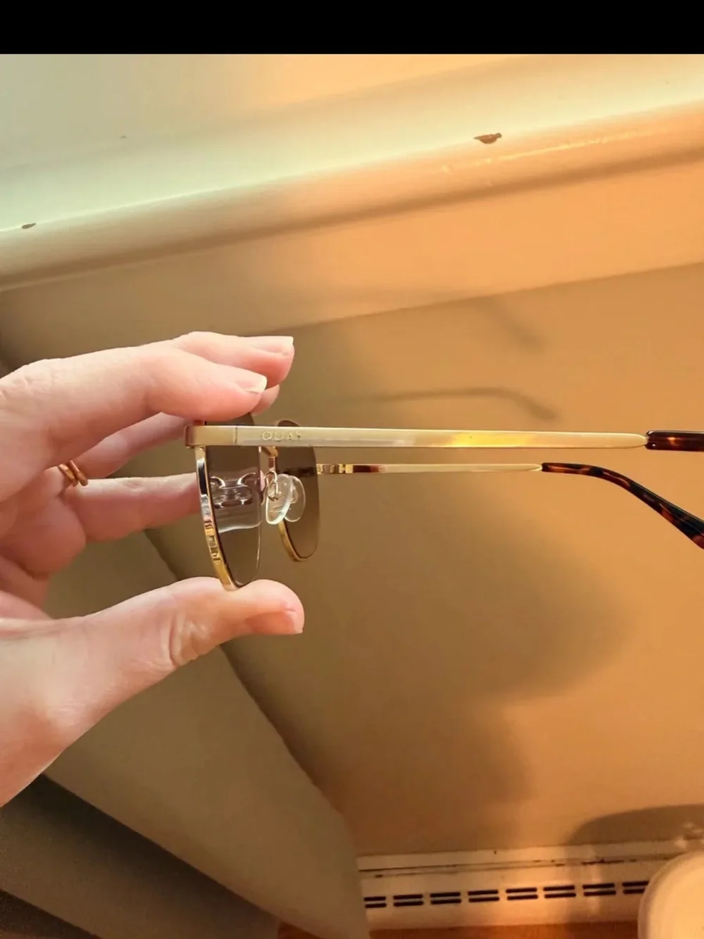 Quay Australia Gold Frame Sunglasses with Brown Gradient Lenses